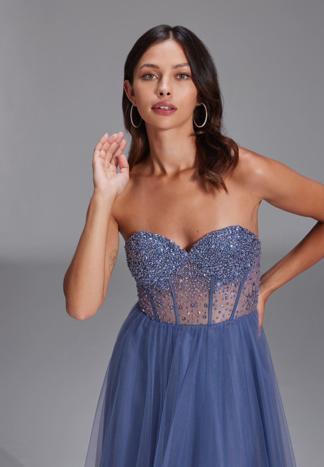 Corsagenkleid mit tüll clearance